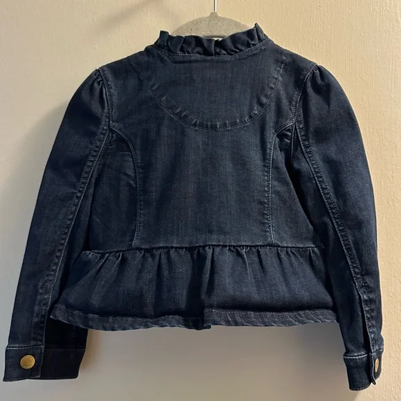 Janie & Jack Ruffle Collar Denim Jacket
